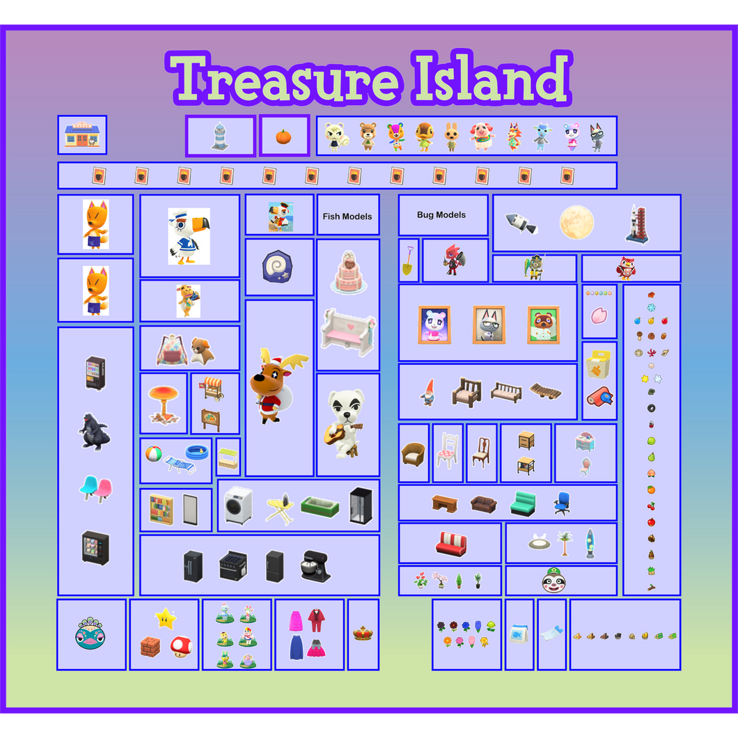Animal Crossing Treasure Island All you can loot All DIYs Villagers in boxes Cottagecore